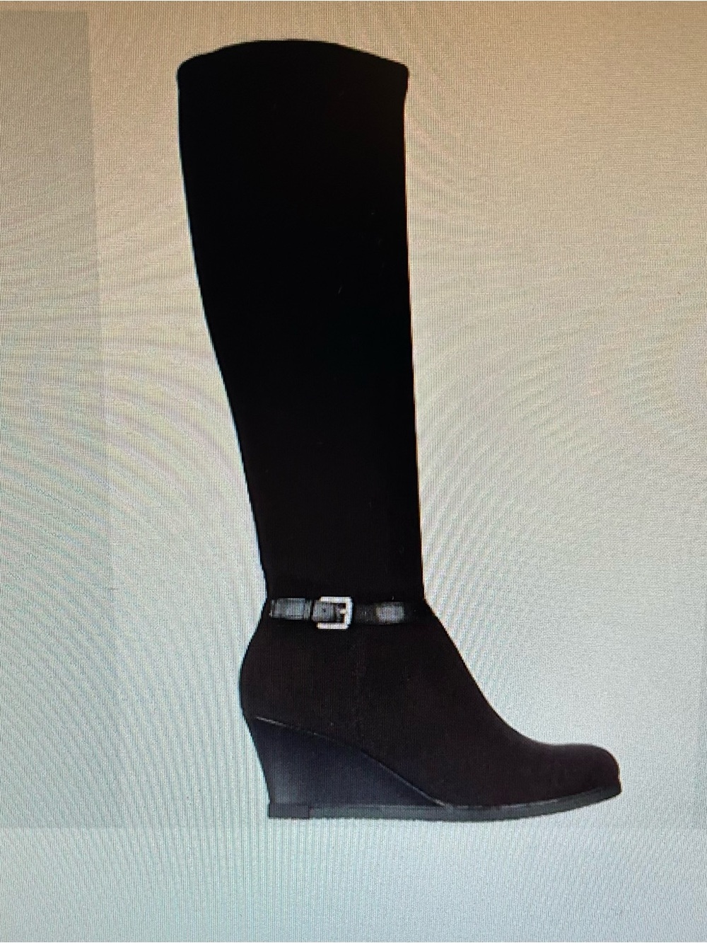 Lauren Ralph Lauren Black Over-the-Knee Wedge Boots with Buckle